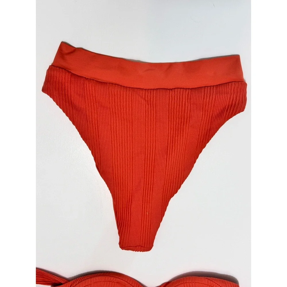 L*Space Nikita Underwire Top Small Bitsy Cut French High Bottom XS Bikini Orange